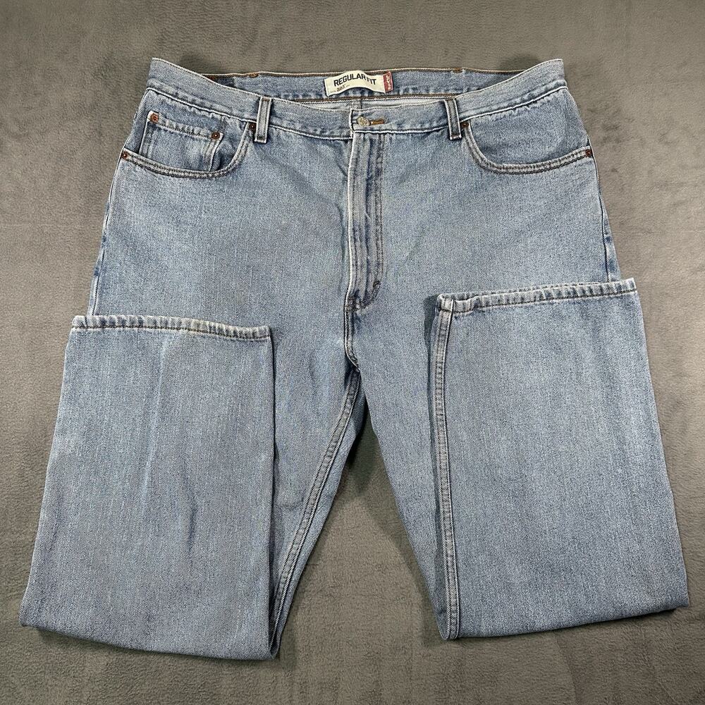 Levis 505 Jeans Mens 42x30 Regular Fit Straight Leg Denim Light Wash Y2K